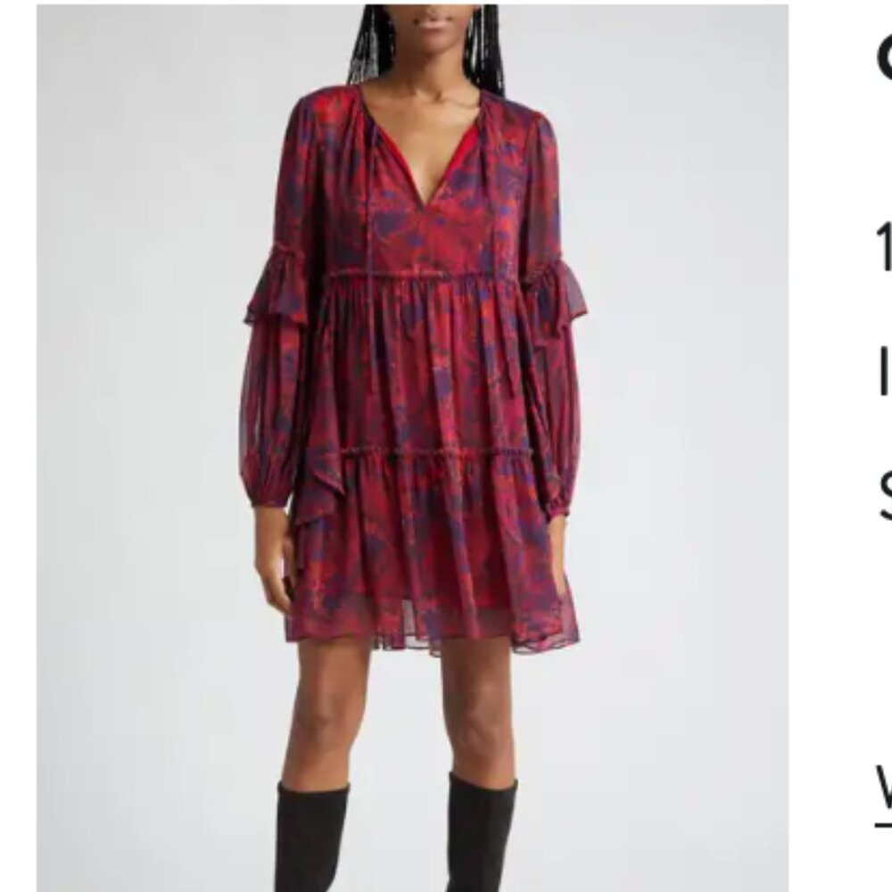 Cinq à Sept Livie Floral Long Sleeve Shift Minidress